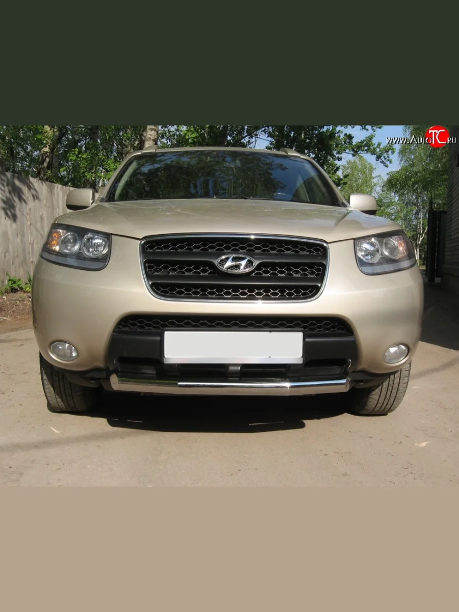 Короткая защита переднего бампера Russtal d70 мм Hyundai Santa Fe CM дорестайлинг (2006-2009)  в Самаре Самарской области