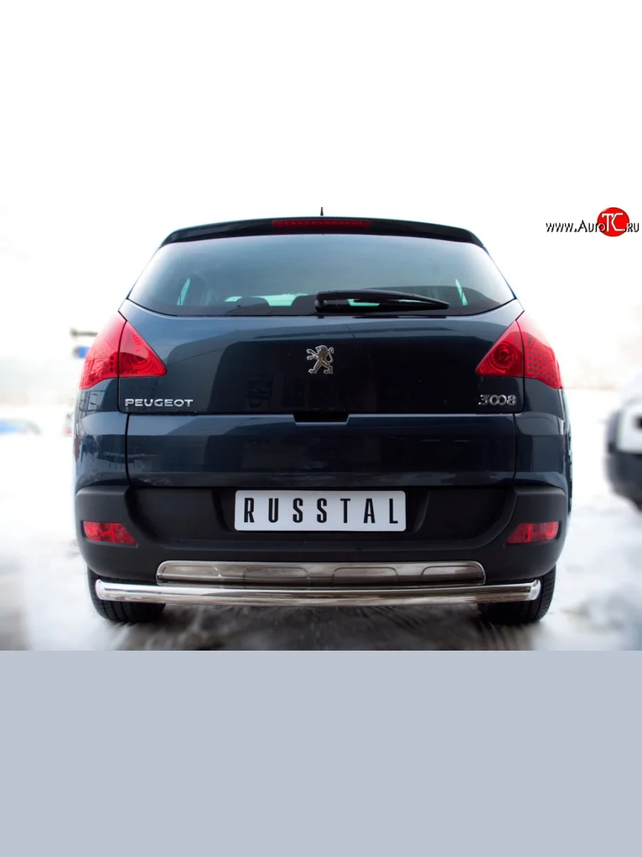 Защита заднего бампера (Ø63 мм, нержавейка) SLITKOFF  Peugeot 3008 (2009-2013)  В Кинешме Ивановской области