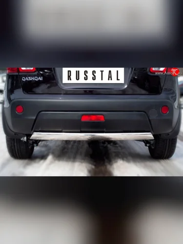 Защита заднего бампера (Ø75х42 мм, нержавейка) Russtal Nissan Qashqai 1 J10 рестайлинг (2010-2013)