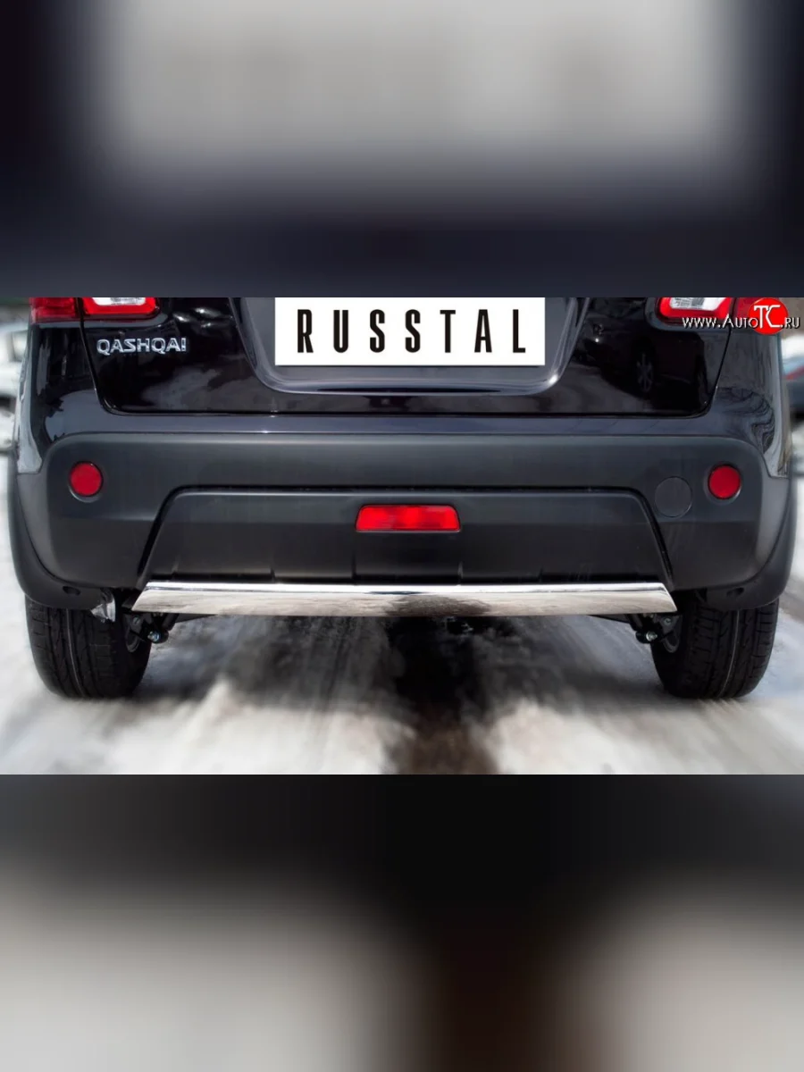 Защита заднего бампера (Ø75х42 мм, нержавейка) Russtal Nissan Qashqai 1 J10 рестайлинг (2010-2013)  в Воронеже Воронежской области