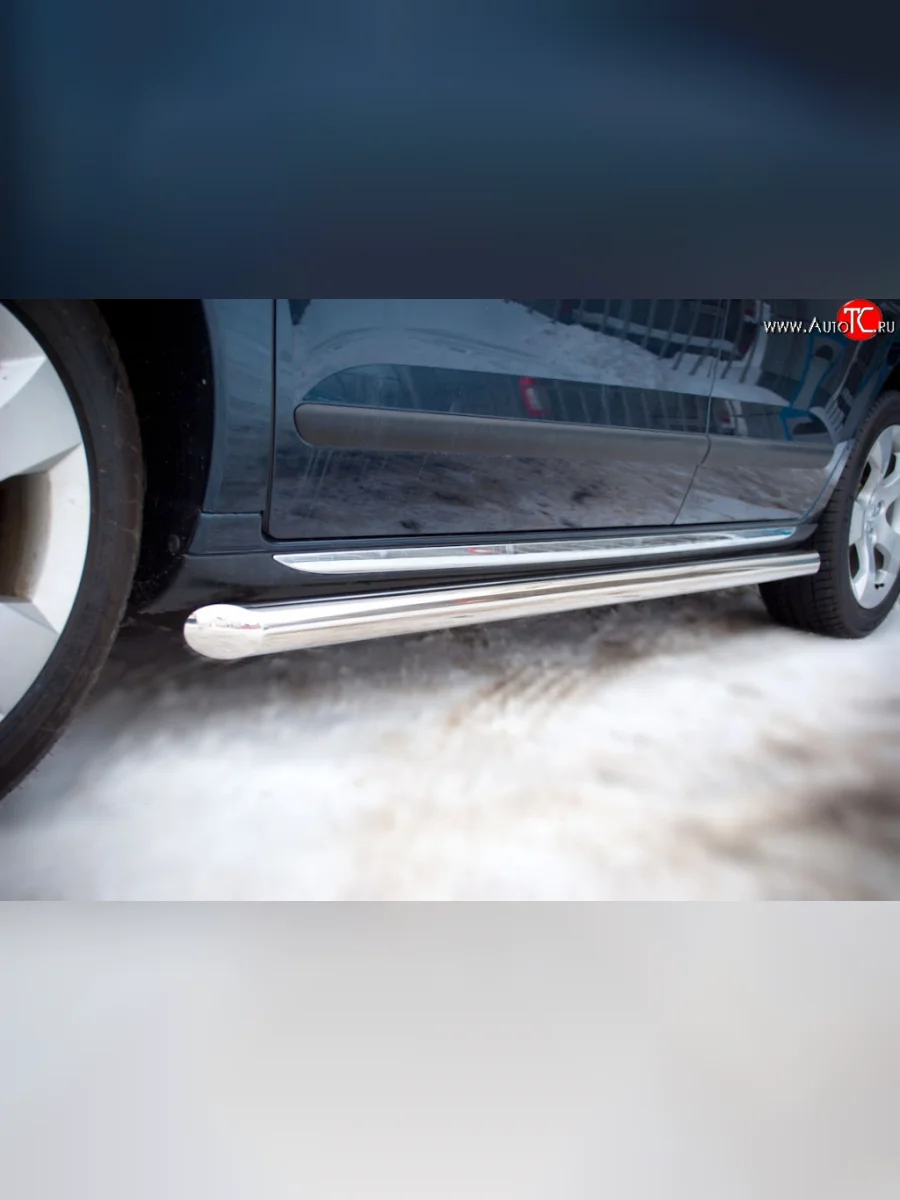 Защита порогов Russtal из круглой трубы диаметром 63 мм Peugeot 3008 рестайлинг (2013-2017) (Защита порогов с со скосами на торцах (вариант 1))  в Керчи Республика Крым