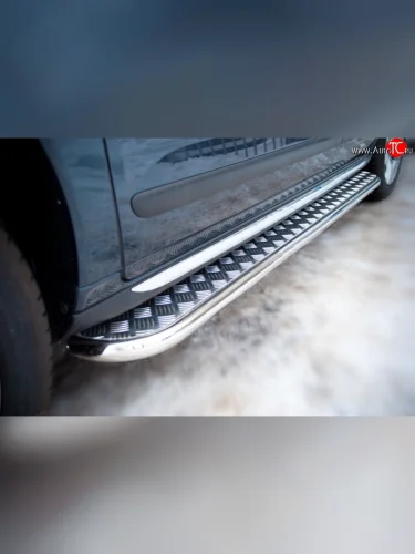 Широкая защита порогов SLITKOFF Peugeot 3008 (2013-2017) рестайлинг