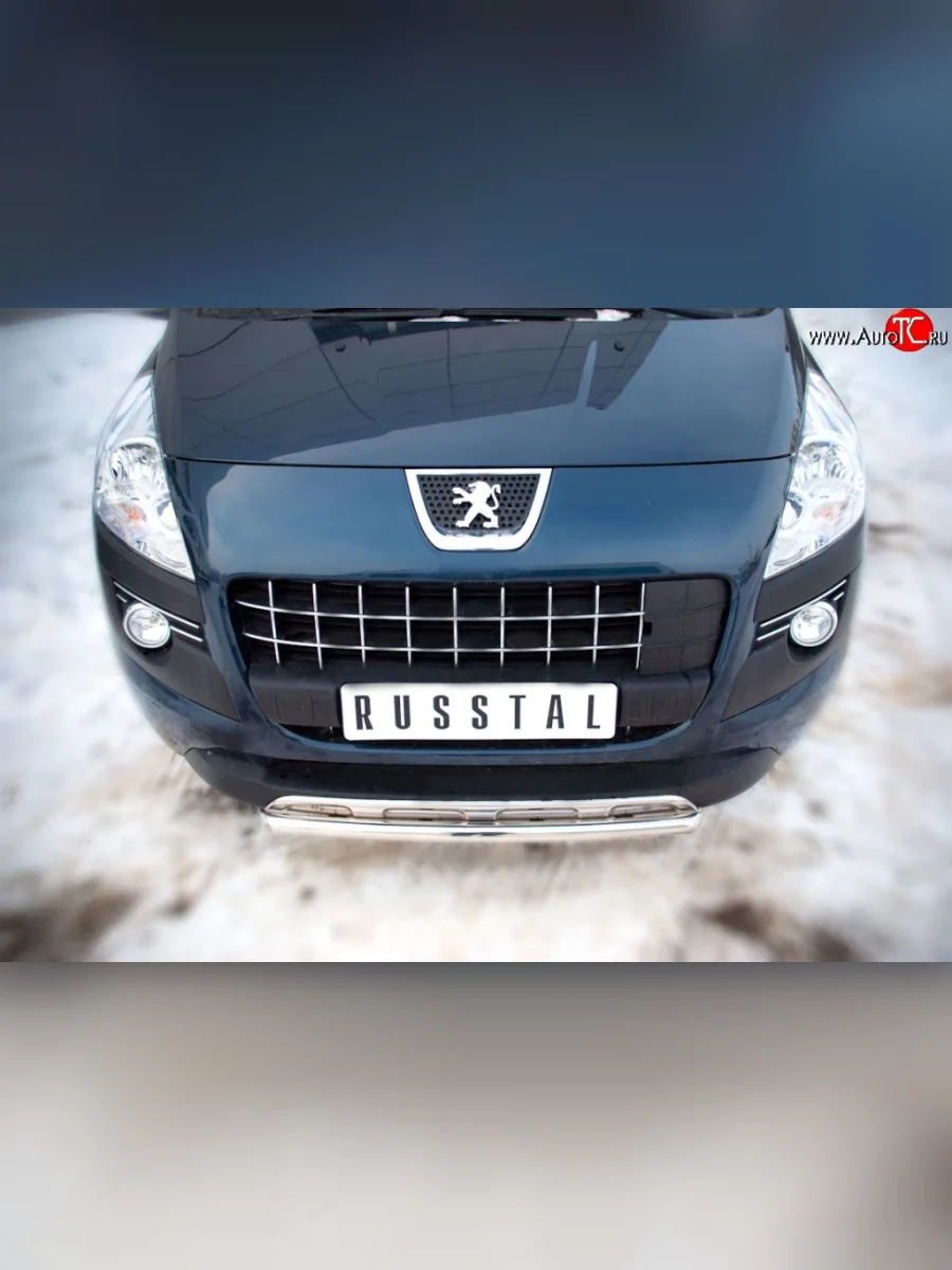 Защита переднего бампера (Ø 42 мм, нержавейка) SLITKOFF Peugeot 3008 дорестайлинг (2009-2013)  в Керчи Республика Крым