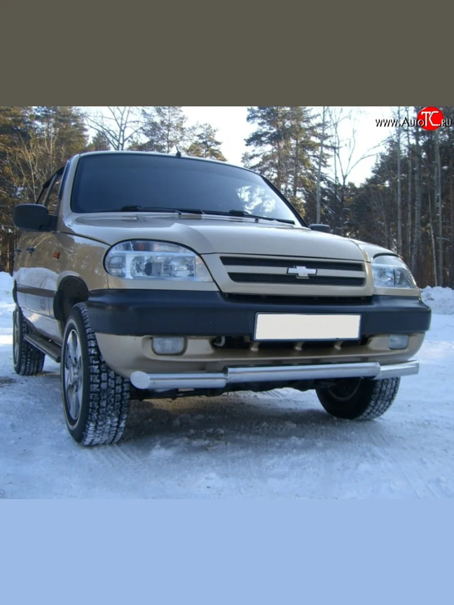 Защита переднего бампера (Ø63 мм ступень, нержавейка) SLITKOFF  Chevrolet Niva (2002-2008), Лада ВАЗ 2123 (Нива Шевроле) (2002-2008)  в Самаре Самарской области