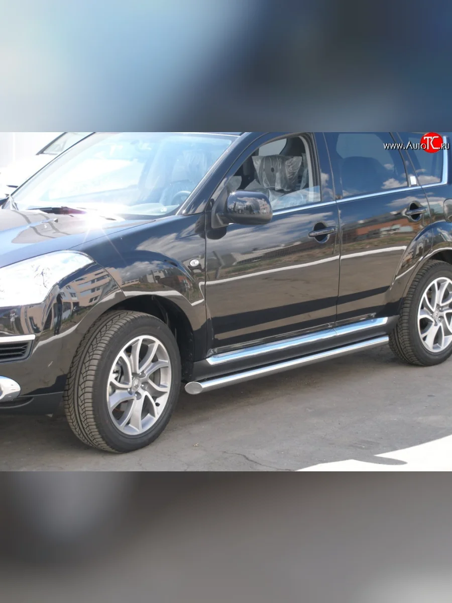 Защита порогов Russtal из круглой трубы диаметром 63 мм CITROEN C-crosser (2007-2012) (Защита порогов с со скосами на торцах (вариант 1))  в Керчи Республика Крым