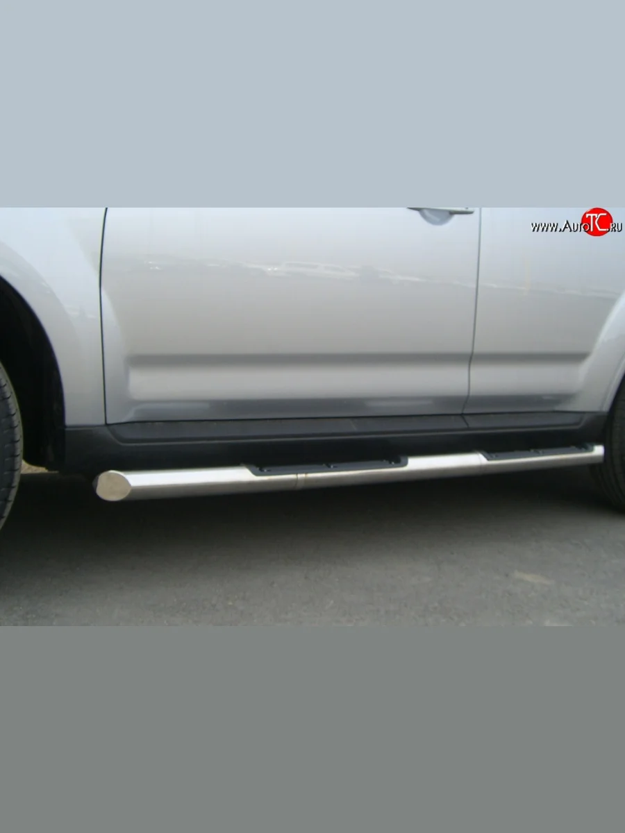 Защита порогов Russtal из трубы d76 мм с пластиковыми вставками для ног CITROEN C-crosser (2007-2012) (Защита порогов с со скосами на торцах (вариант 1))  в Керчи Республика Крым