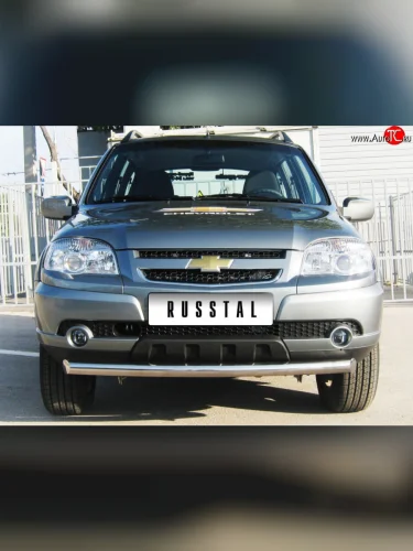 Одинарная защита переднего бампера Bertone диаметром 63 мм Chevrolet Niva  2123 (2009-2020), Лада ВАЗ 2123 (Нива Шевроле) (2009-2021)