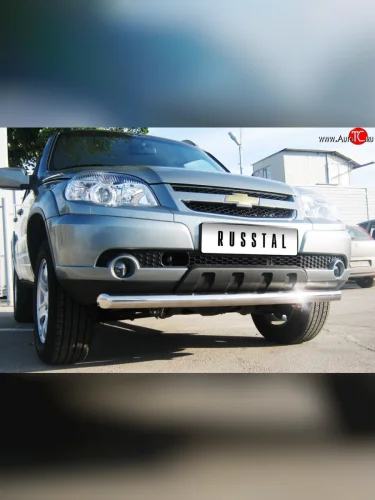 Одинарная защита переднего бампера Bertone диаметром 76 мм Chevrolet Niva  2123 (2009-2020), Лада ВАЗ 2123 (Нива Шевроле) (2009-2021)