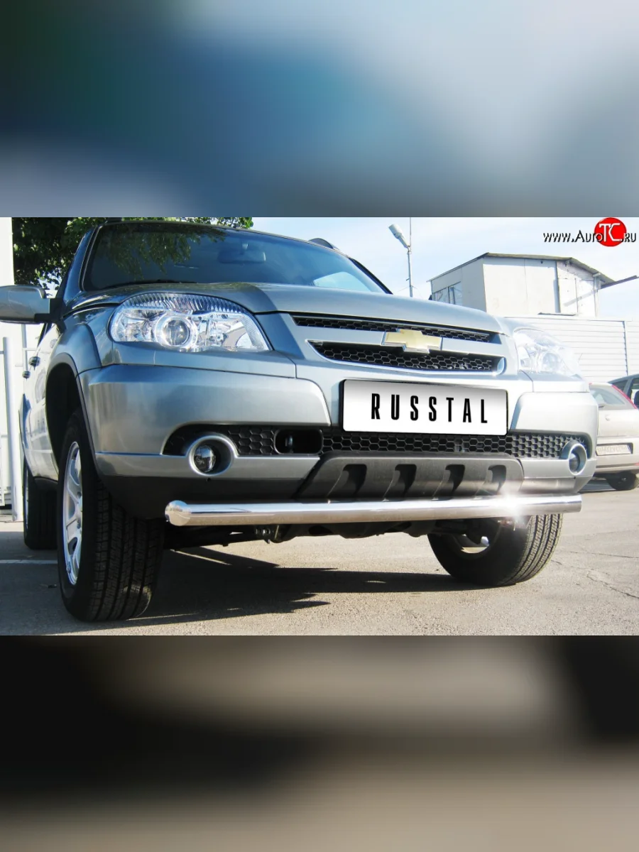 Одинарная защита переднего бампера Bertone диаметром 76 мм  Chevrolet Niva (2009-2020), Лада ВАЗ 2123 (Нива Шевроле) (2009-2021)  в Самаре Самарской области