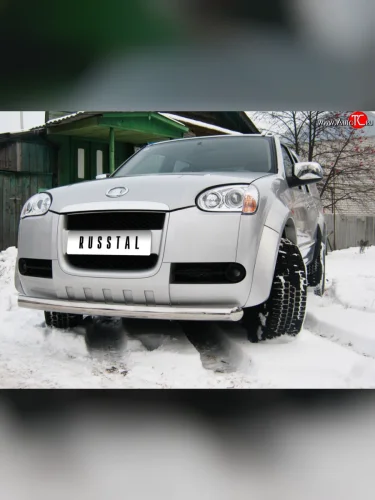 Одинарная защита переднего бампера SLITKOFF диаметром 76 мм Great Wall Wingle 3 (2005-2011)