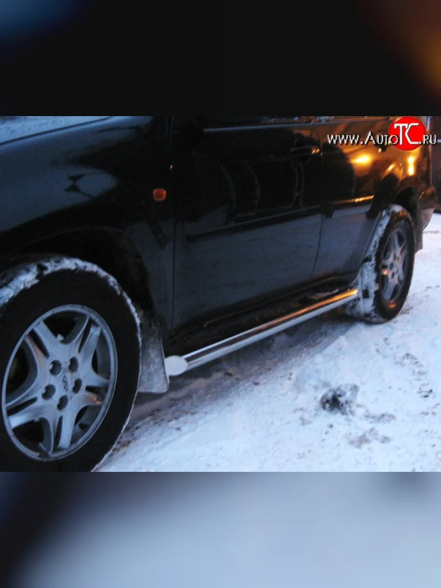 Защита порогов Russtal из круглой трубы диаметром 76 мм Chery Tiggo T11 дорестайлинг (2005-2013) (Защита порогов с со скосами на торцах (вариант 1))  в Керчи Республика Крым