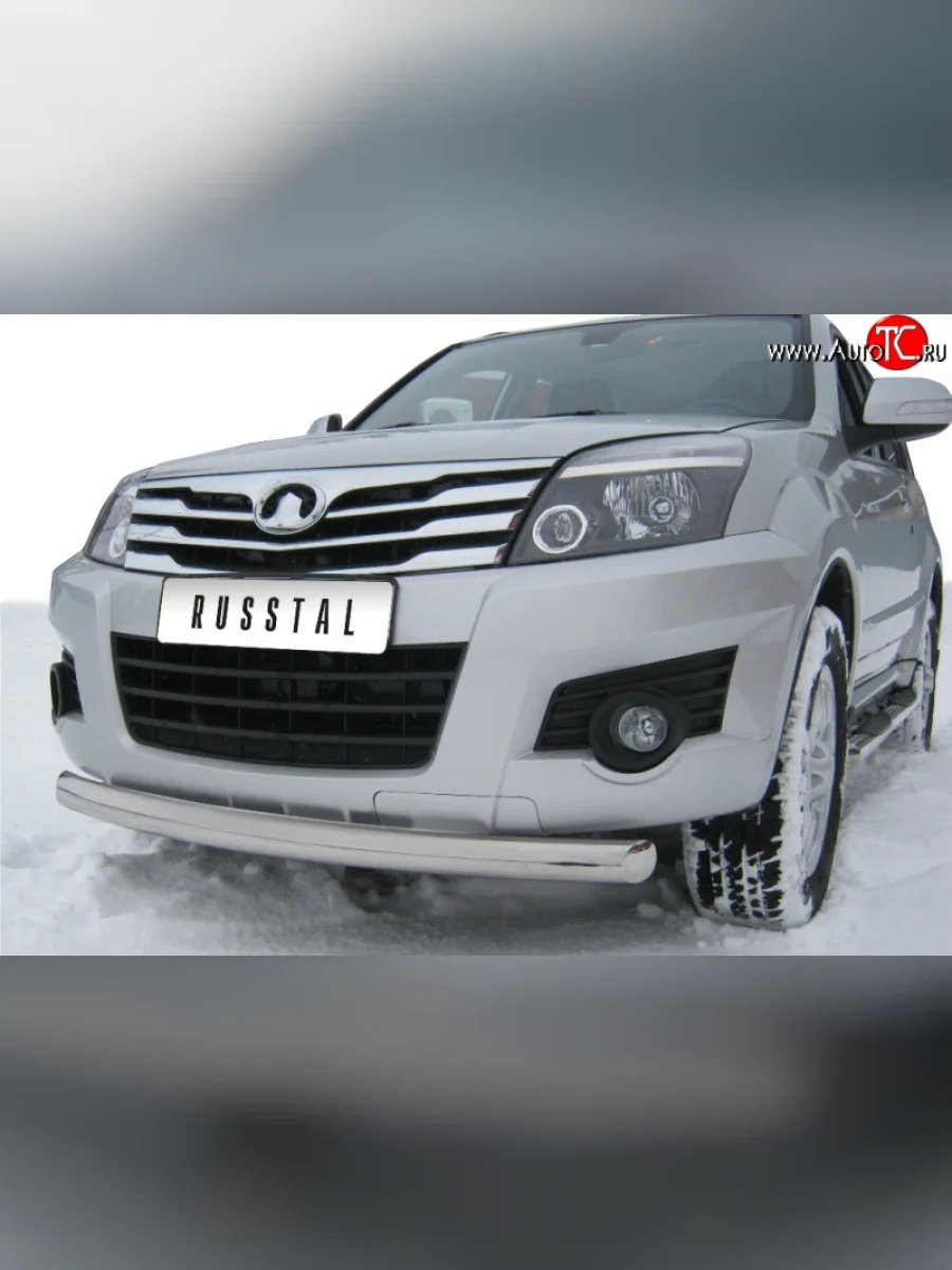 Одинарная защита переднего бампера SLITKOFF диаметром 76 мм Great Wall Hover H3  дорестайлинг (2010-2014)  с доставкой в г. Керчь