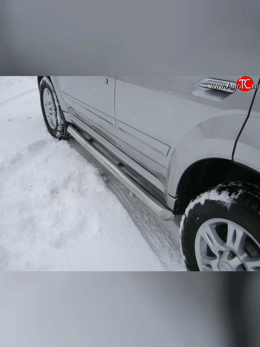 Защита порогов Russtal из круглой трубы диаметром 63 мм Great Wall Hover H3  дорестайлинг (2010-2014) (Защита порогов с со скосами на торцах (вариант 1))  в Керчи Республика Крым