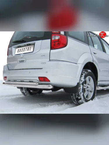 Защита заднего бампера (Ø63 и 42 мм, нержавейка) SLITKOFF Great Wall Hover H3 (2010-2014)  дорестайлинг