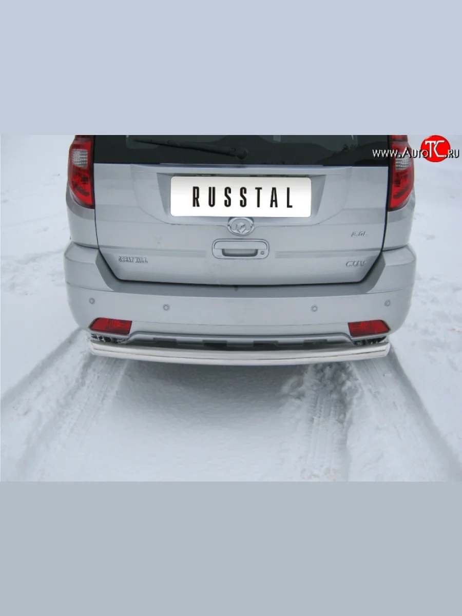 Защита заднего бампера (Ø63 мм, нержавейка) SLITKOFF Great Wall Hover H3  дорестайлинг (2010-2014)  с доставкой в г. Пермь