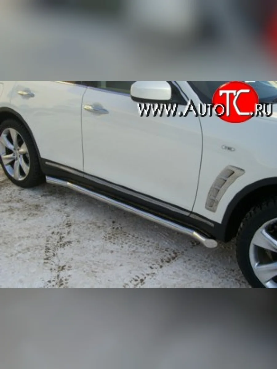 Защита порогов Russtal из круглой трубы диаметром 76 мм INFINITI FX35 S51 дорестайлинг (2008-2011) (Защита порогов с со скосами на торцах (вариант 1))  в Керчи Республика Крым