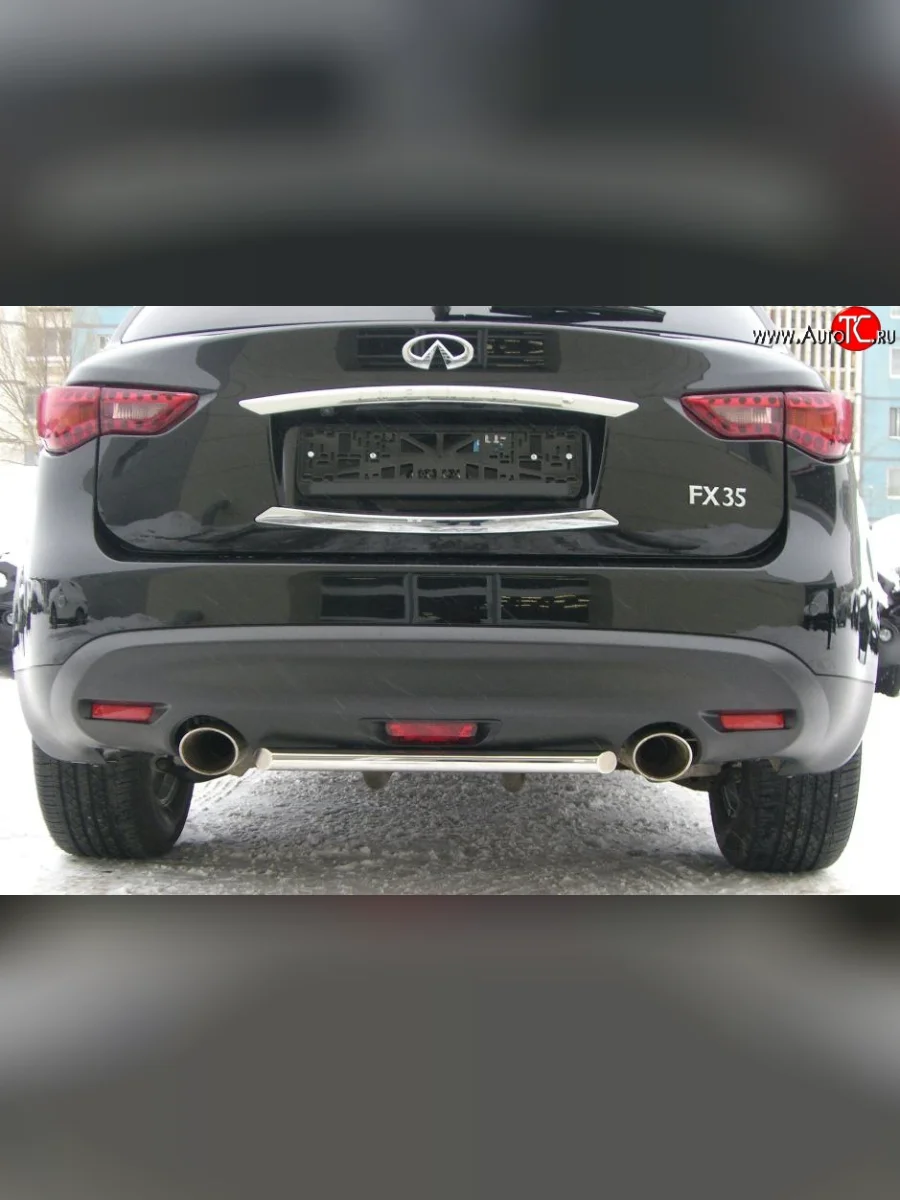 Защита заднего бампера (Ø42 мм, нержавейка) SLITKOFF INFINITI FX35 S51 дорестайлинг (2008-2011)  в Самаре Самарской области