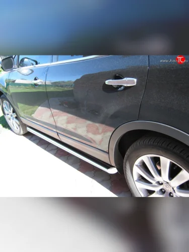 Защита порогов Russtal из круглой трубы диаметром 76 мм Mazda CX-9 TB дорестайлинг (2007-2009)