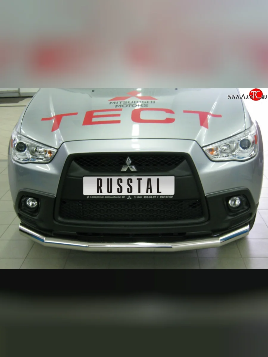 Одинарная защита переднего бампера SLITKOFF диаметром 63 мм Mitsubishi ASX дорестайлинг (2010-2012)  в Самаре Самарской области
