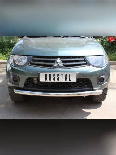Одинарная защита переднего бампера SLITKOFF диаметром 76 мм Mitsubishi L200 4  дорестайлинг (2006-2014)