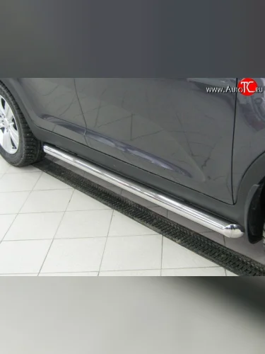 Защита порогов Russtal из круглой трубы диаметром 76 мм Mitsubishi Pajero Sport PB дорестайлинг (2008-2013)