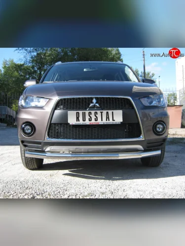 Одинарная защита переднего бампера SLITKOFF диаметром 76 мм Mitsubishi Outlander XL (CW)  рестайлинг (2010-2013)