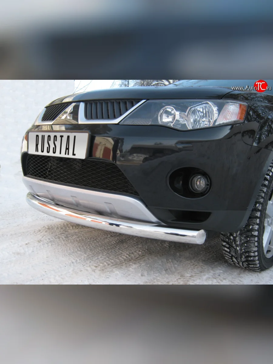 Одинарная защита переднего бампера SLITKOFF диаметром 76 мм  Mitsubishi Outlander (2005-2009) XL  в Самаре Самарской области