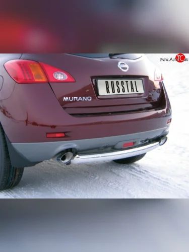 Защита заднего бампера (Ø63 мм, нержавейка) SLITKOFF Nissan Murano  2 Z51 (2008-2011) дорестайлинг