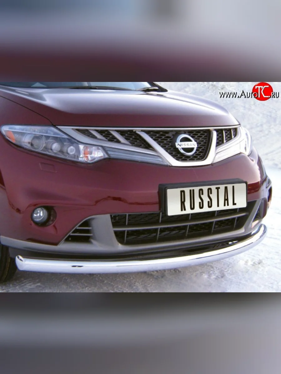 Одинарная защита переднего бампера Russtal (76 мм) Nissan Murano 2 Z51 рестайлинг (2010-2016)  в Перми Пермском крае
