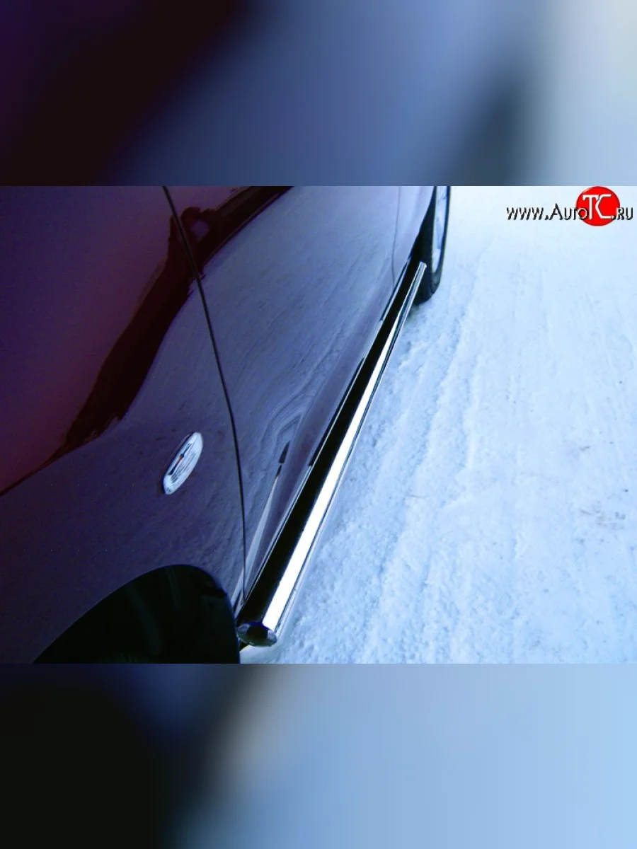 Защита порогов Russtal из овальной трубы диаметром 75x42 мм Nissan Murano 2 Z51 рестайлинг (2010-2016)  в Самаре Самарской области