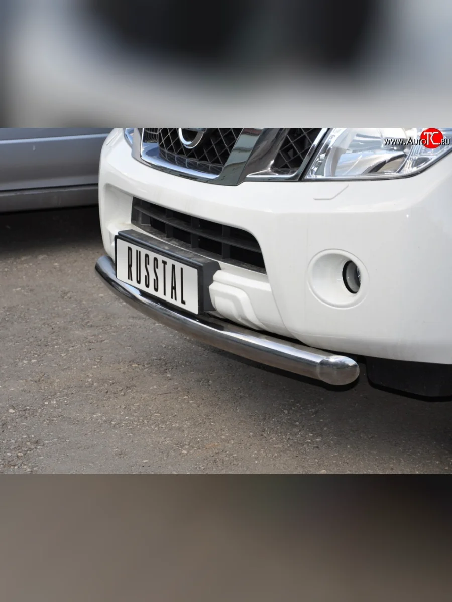 Одинарная защита переднего бампера SLITKOFF диаметром 76 мм (2010 г.в.)  Nissan Pathfinder (2004-2007) R51  в Самаре Самарской области