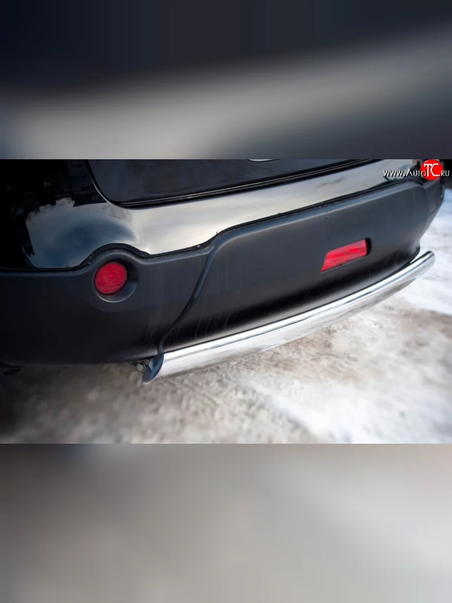 Защита заднего бампера (Ø75х42 мм, нержавейка) Russtal Nissan Qashqai +2 1 J10 дорестайлинг (2008-2010)  с доставкой в г. Керчь