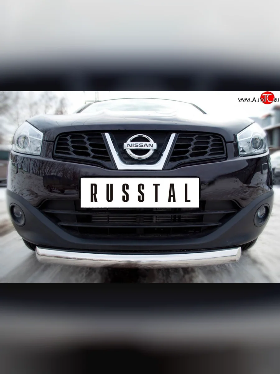 Одинарная защита переднего бампера SLITKOFF диаметром 76 мм Nissan Qashqai +2 1 J10 дорестайлинг (2008-2010)  в Перми Пермском крае