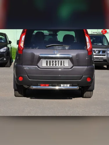 Защита заднего бампера (Ø63 мм, нержавейка) Russtal Nissan X-trail 2 T31 рестайлинг (2010-2015)