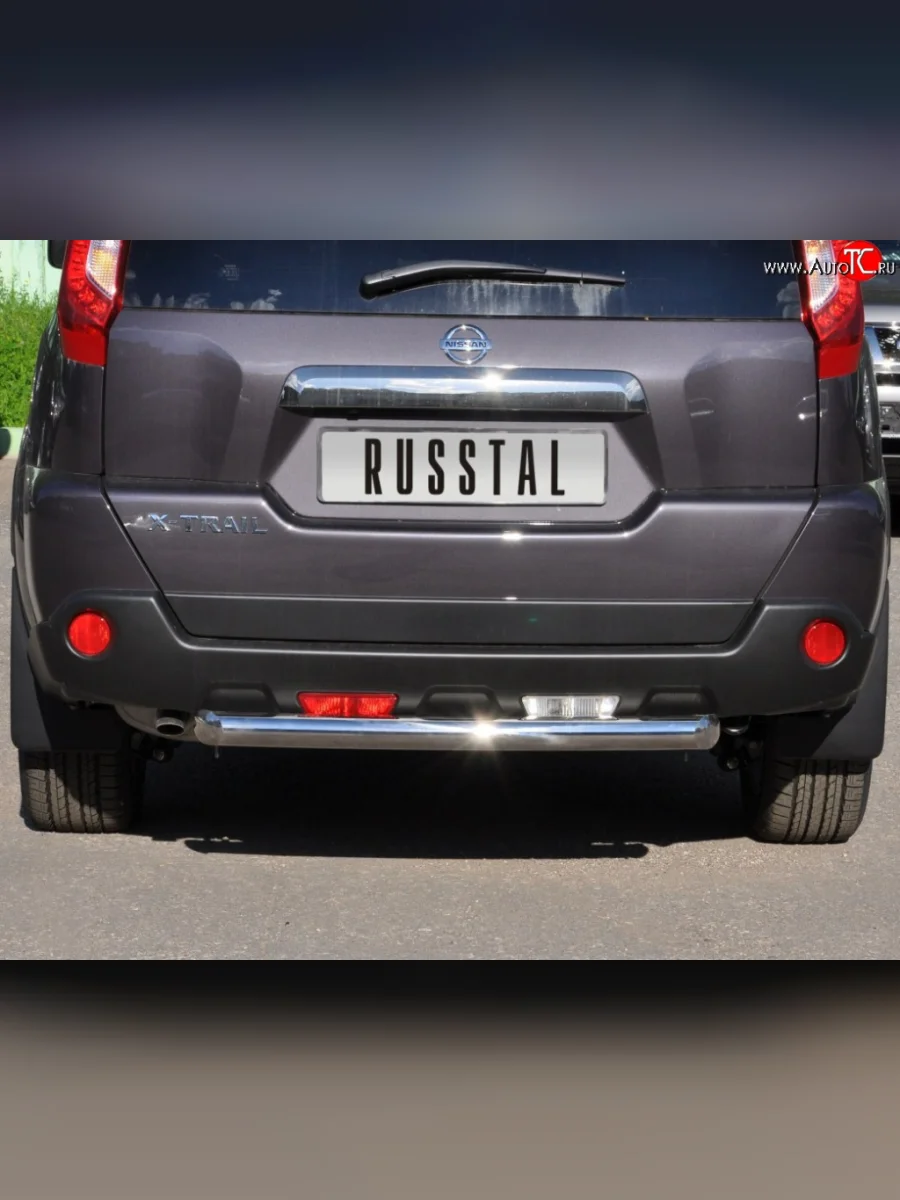 Защита заднего бампера (Ø76 мм, нержавейка) Russtal Nissan X-trail 2 T31 рестайлинг (2010-2015)  в Керчи Республика Крым