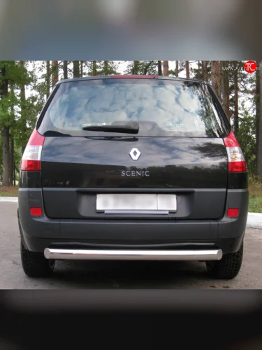 Защита заднего бампера (Ø76 мм, нержавейка) Russtal Renault Scenic 2 (2003-2009)