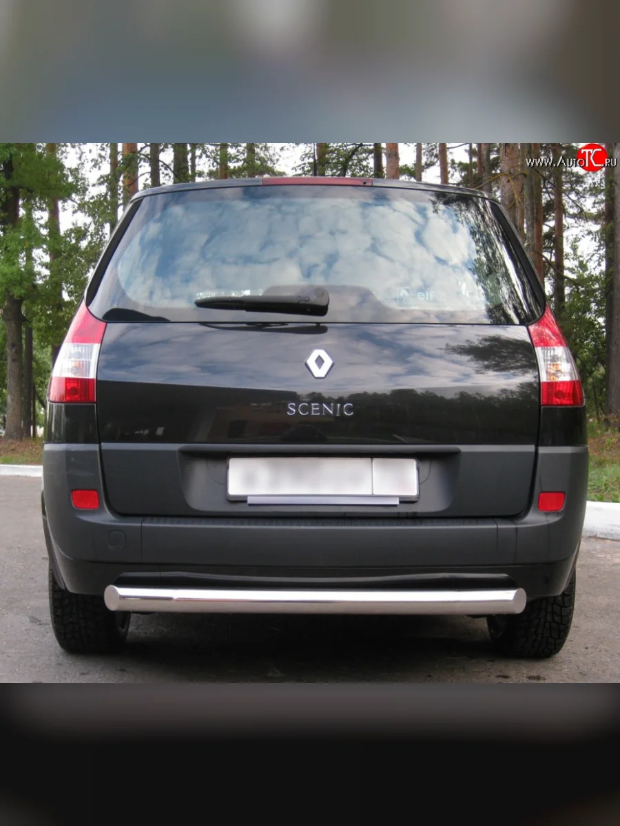 Защита заднего бампера (Ø76 мм, нержавейка) Russtal Renault Scenic 2 (2003-2009)  в Керчи Республика Крым