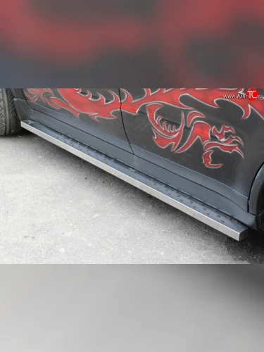 Защита порогов Russtal из прямоугольной профильной трубы с проступью Subaru Tribeca (2005-2007)