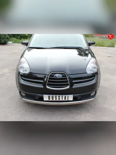 Защита переднего бампера (Ø75х42 мм, нержавейка) Russtal Subaru Tribeca (2005-2007)