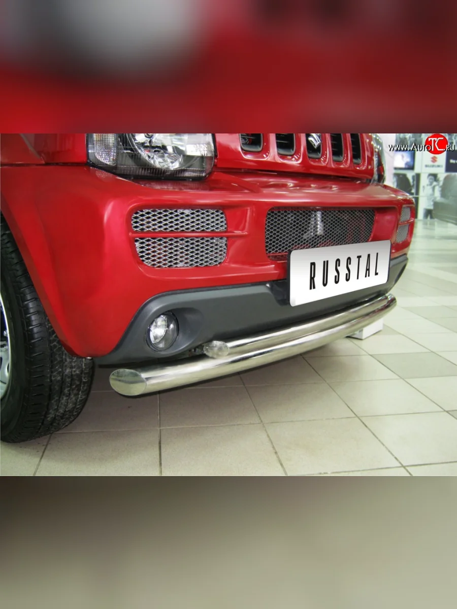 Защита переднего бампера (2 трубыØ63 и 42 мм, нержавейка) SLITKOFF Suzuki Jimny JB23/JB43 дорестайлинг (1998-2001)  в Керчи Республика Крым