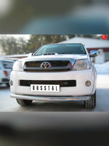 Одинарная защита переднего бампера SLITKOFF диаметром 76 мм Toyota Hilux  AN10,AN20 (2008-2011) 1-ый рестайлинг