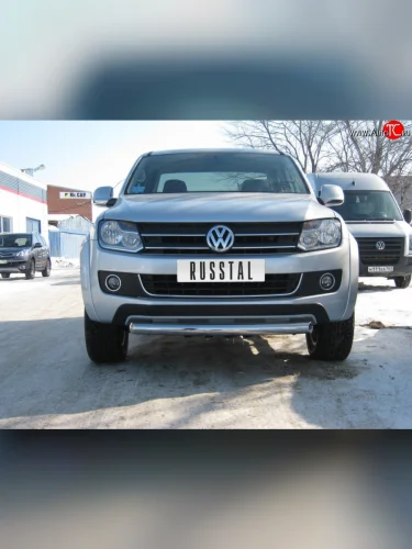 Одинарная защита переднего бампера Russtal диаметром 76 мм Volkswagen Amarok дорестайлинг (2009-2016)