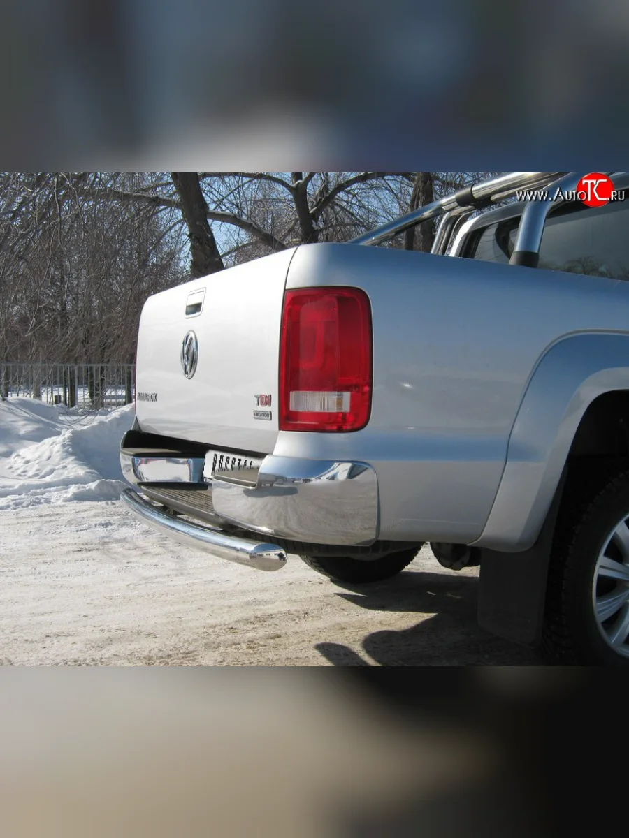 Защита заднего бампера (Ø76 мм, нержавейка) Russtal Volkswagen Amarok дорестайлинг (2009-2016)  в Самаре Самарской области