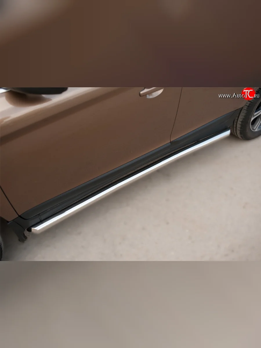 Защита порогов из круглой трубы диаметром 63 мм Russtal Volvo XC60  дорестайлинг (2008-2013) (Защита порогов с со скосами на торцах (вариант 1))  в Самаре Самарской области