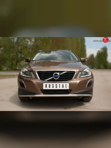 Одинарная защита переднего бампера диаметром 42 мм SLITKOFF Volvo XC60  дорестайлинг (2008-2013)