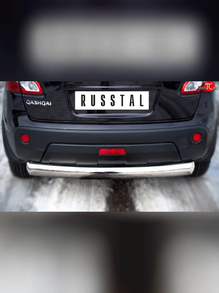 Защита заднего бампера (Ø76 мм, нержавейка) SLITKOFF Nissan Qashqai 1 J10 рестайлинг (2010-2013)  в Воронеже Воронежской области