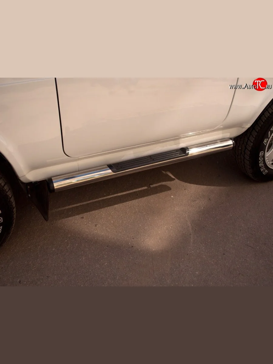 Защита порогов (Ø76 мм с проступью, нержавейка, без арок) SLITKOFF Лада ВАЗ нива 4х4 2131 (Legend) 5 дв. 2-ой рестайлинг (2021-2025)  в Керчи Республика Крым