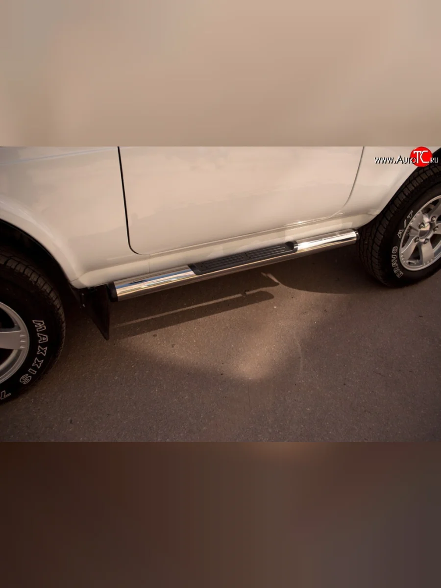 Защита порогов (Ø76 мм с проступью, нержавейка) SLITKOFF Лада ВАЗ нива 4х4 2131 (Legend) 5 дв. 2-ой рестайлинг (2021-2025)  в Керчи Республика Крым