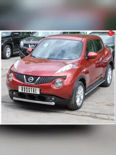 Одинарная защита переднего бампера SLITKOFF диаметром 63 мм Nissan Juke  1 YF15 (2010-2014) дорестайлинг
