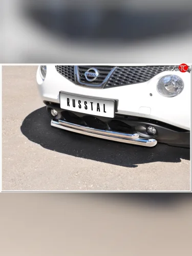 Защита переднего бампера (2 трубыØ63 и 42 мм, нержавейка) SLITKOFF Nissan Juke  1 YF15 (2010-2014) дорестайлинг